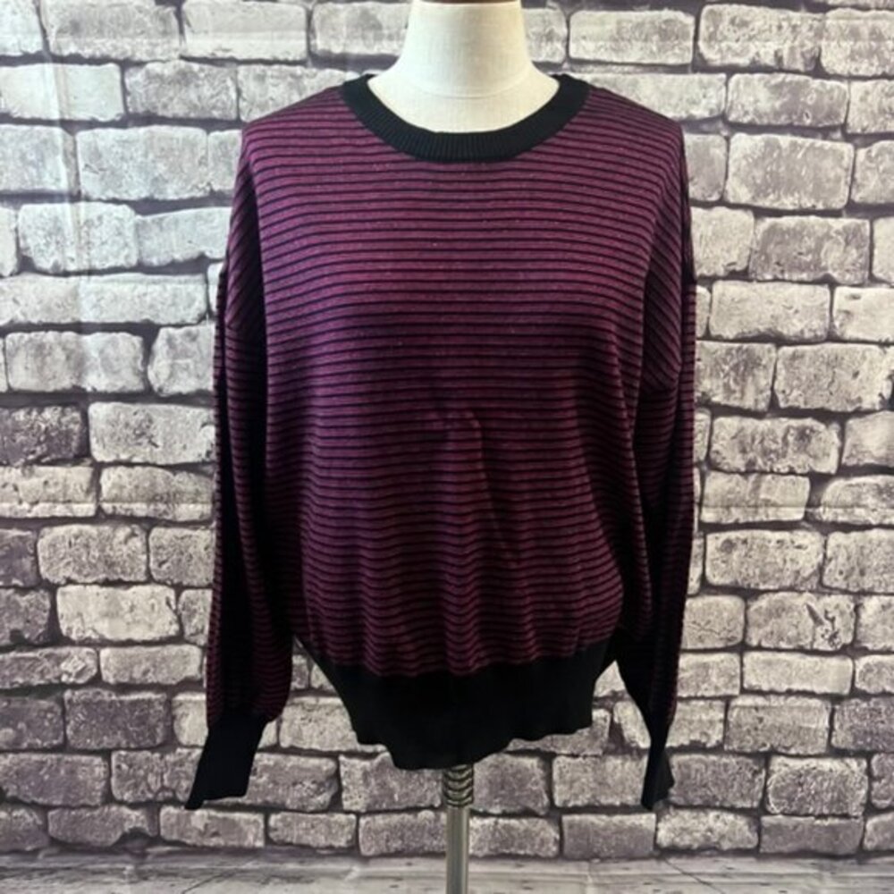 Nine West Black & Pink Crew Neck Pullover Sweater Size XXL